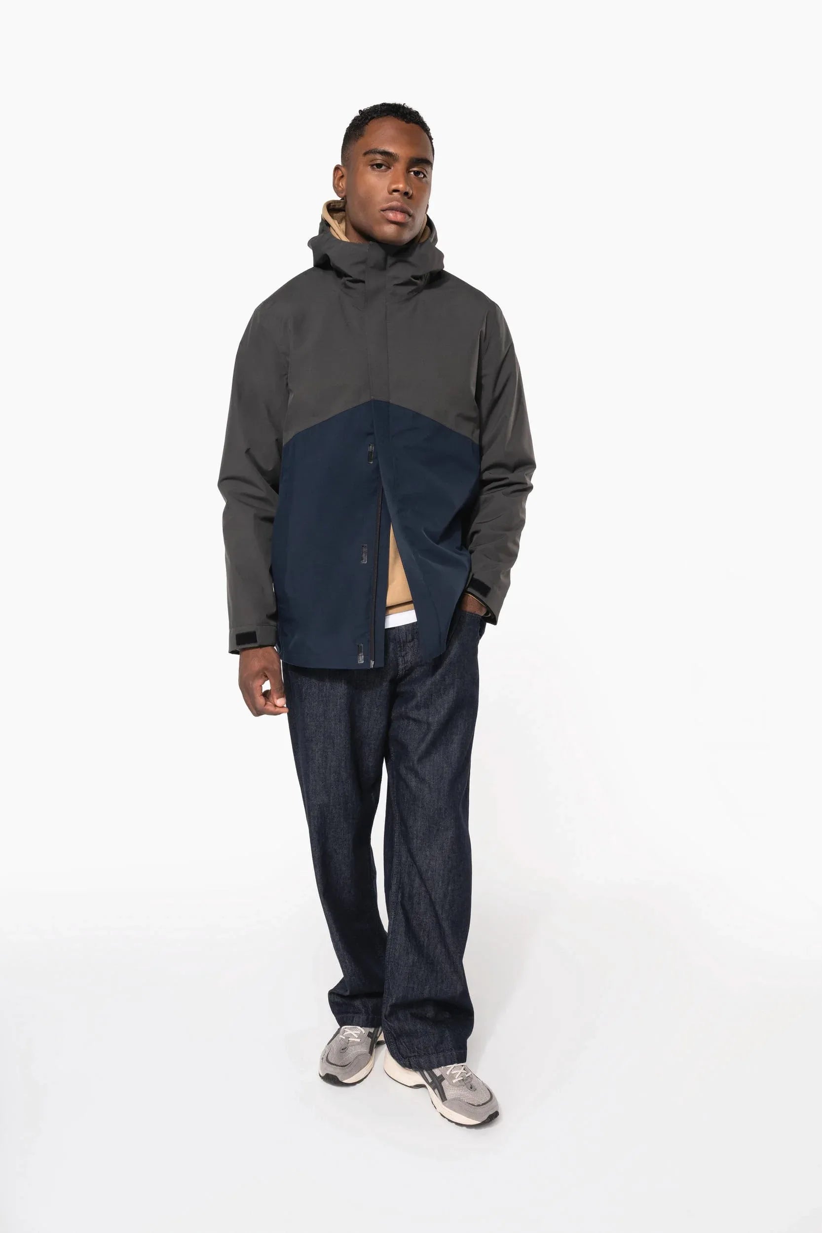 K6169 - Parka 3-en-1 imperméable à capuche bicolore unisexe - Occifloc