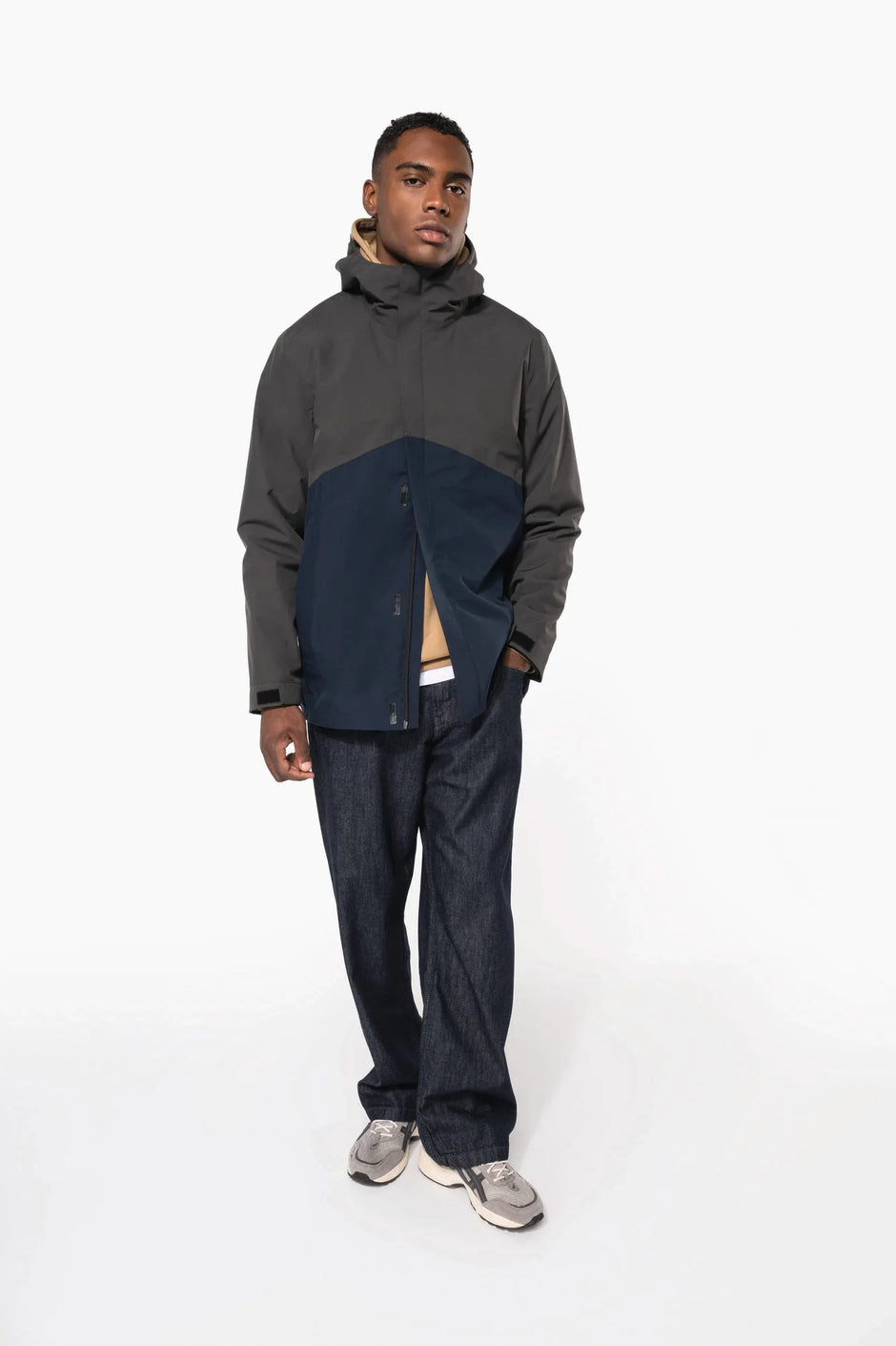 K6169 - Parka 3-en-1 imperméable à capuche bicolore unisexe - Occifloc