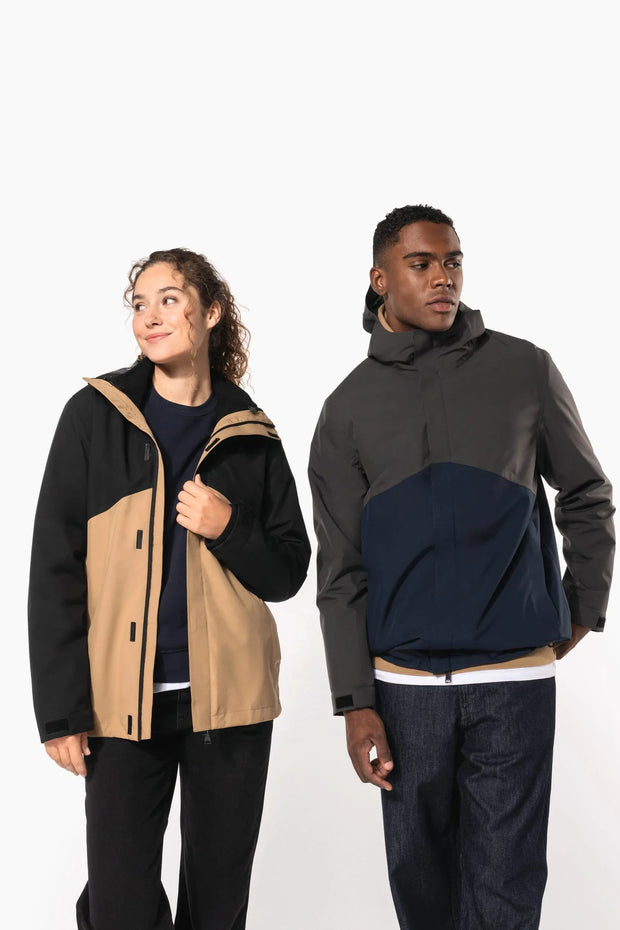 K6169 - Parka 3-en-1 imperméable à capuche bicolore unisexe - Occifloc