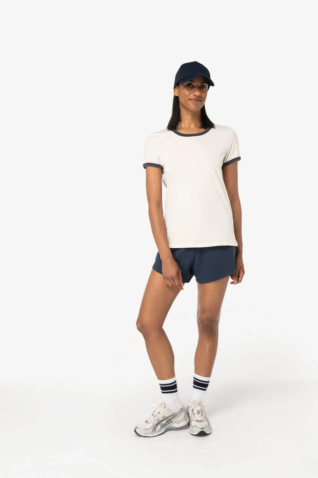 NS361 - T-shirt ringer écoresponsable à bords contrastés effet délavé femme - Occifloc