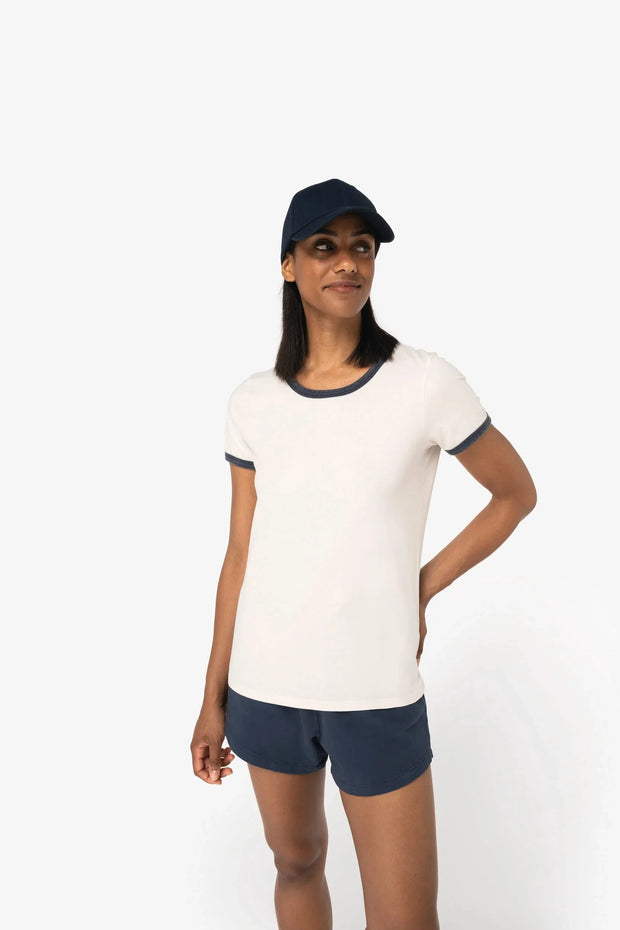 NS361 - T-shirt ringer écoresponsable à bords contrastés effet délavé femme - Occifloc