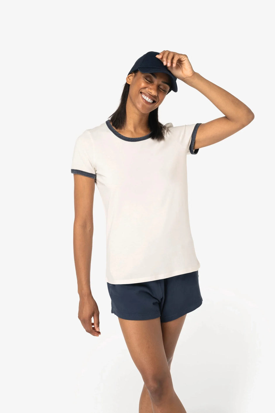 NS361 - T-shirt ringer écoresponsable à bords contrastés effet délavé femme - Occifloc