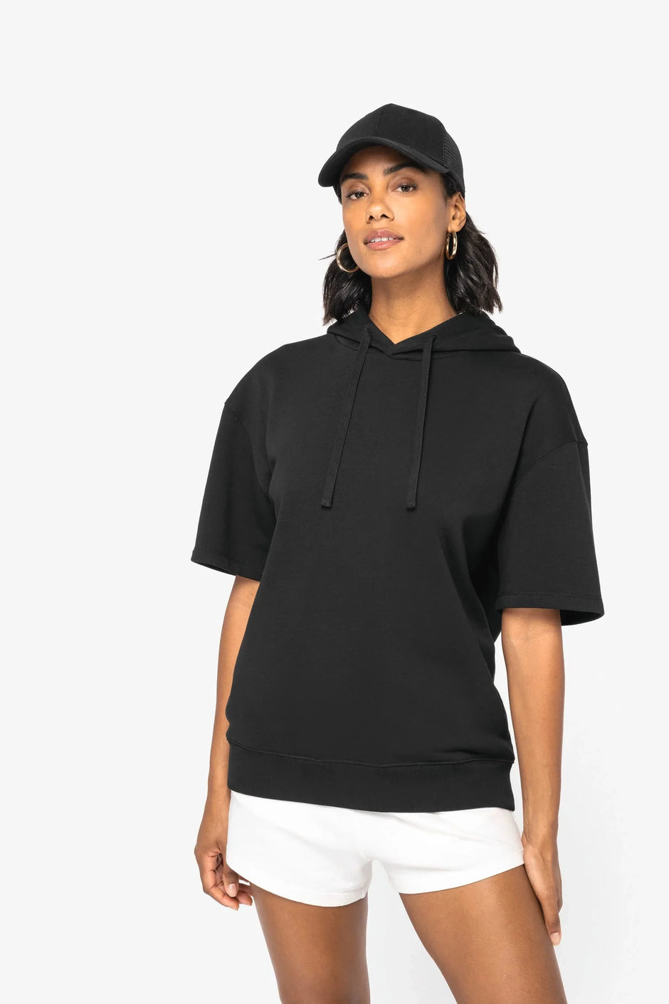 NS406 - Sweat-shirt écoresponsable à capuche à épaules tombantes manches courtes French Terry unisexe - Occifloc