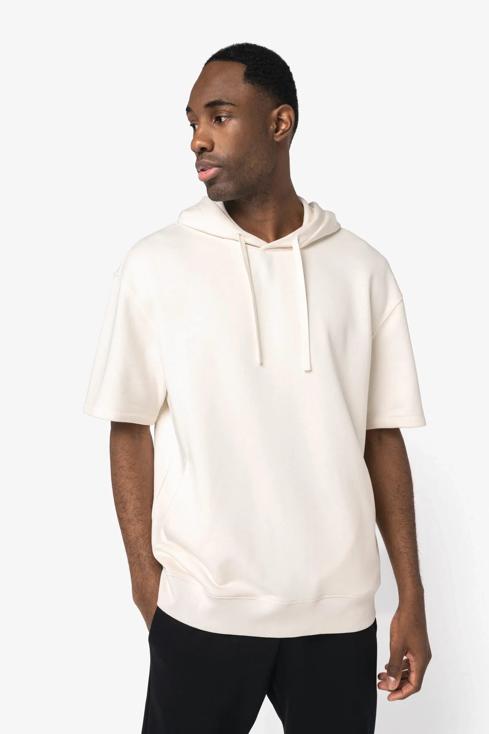 NS406 - Sweat-shirt écoresponsable à capuche à épaules tombantes manches courtes French Terry unisexe - Occifloc