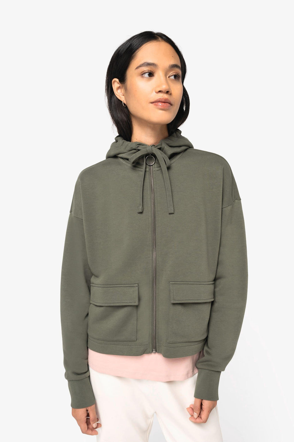 NS409 - Sweat-shirt écoresponsable zippé à capuche French Terry femme - Occifloc