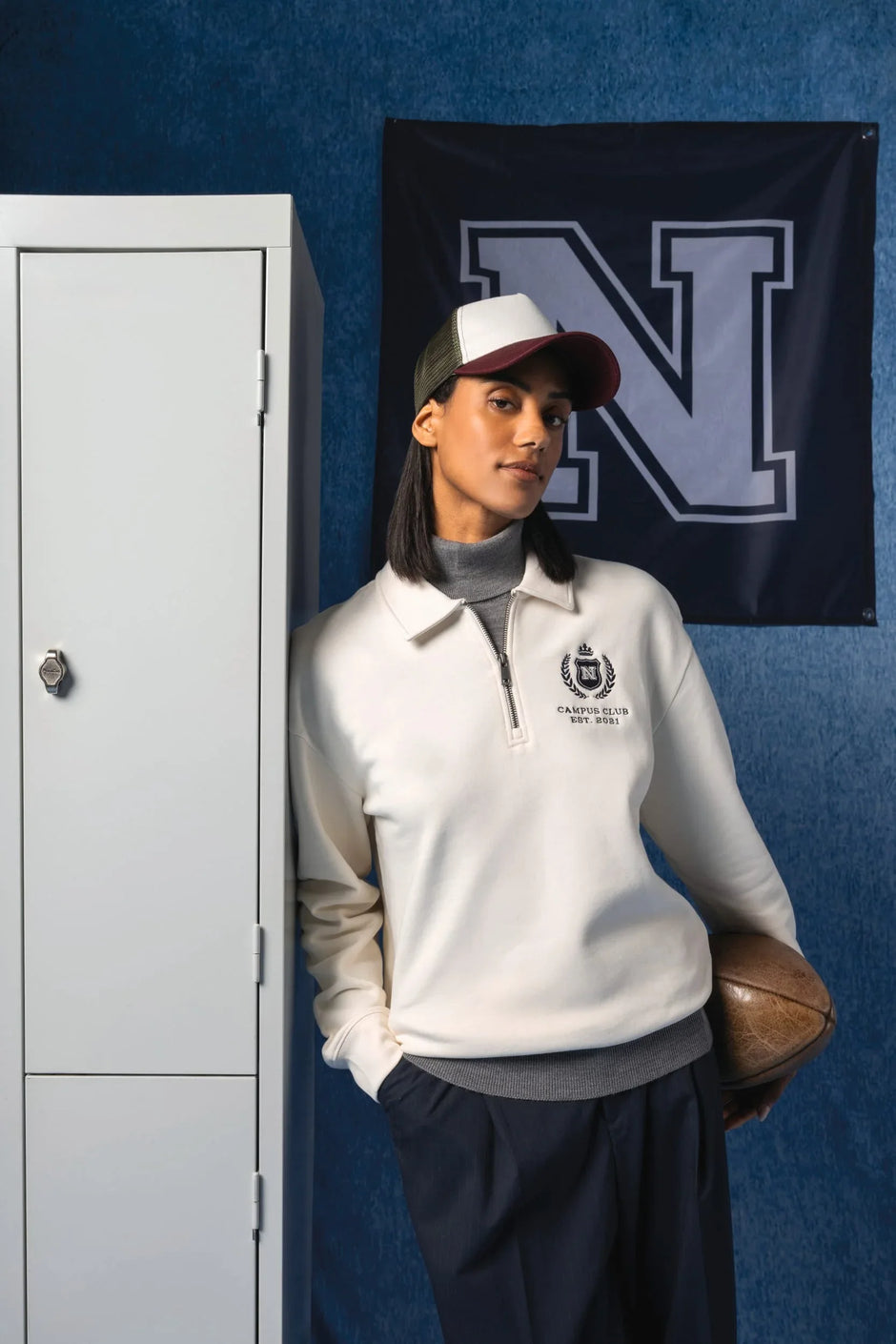 NS432 - Sweat-shirt écoresponsable quart zip col polo à épaules tombantes unisexe - Occifloc