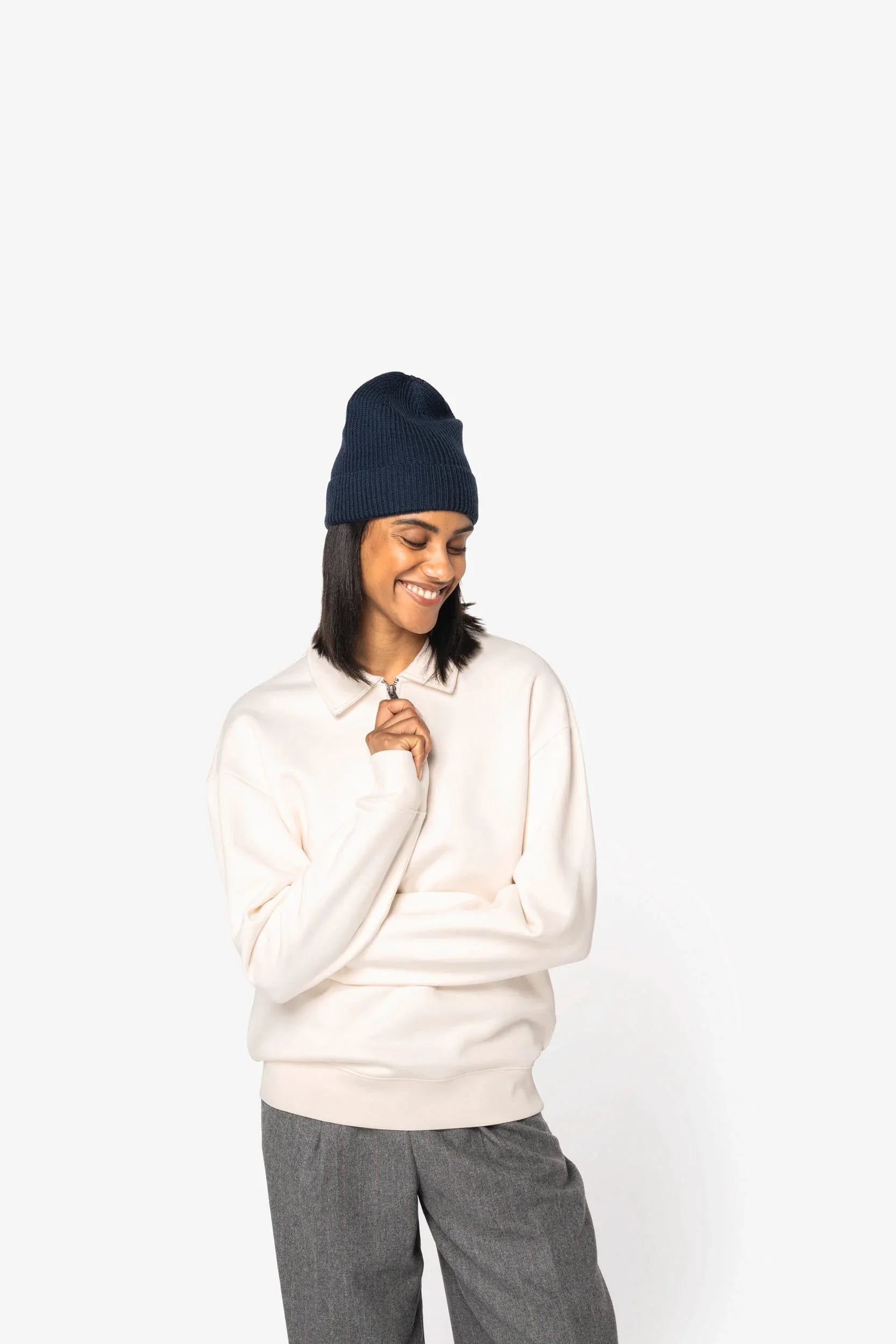NS432 - Sweat-shirt écoresponsable quart zip col polo à épaules tombantes unisexe - Occifloc