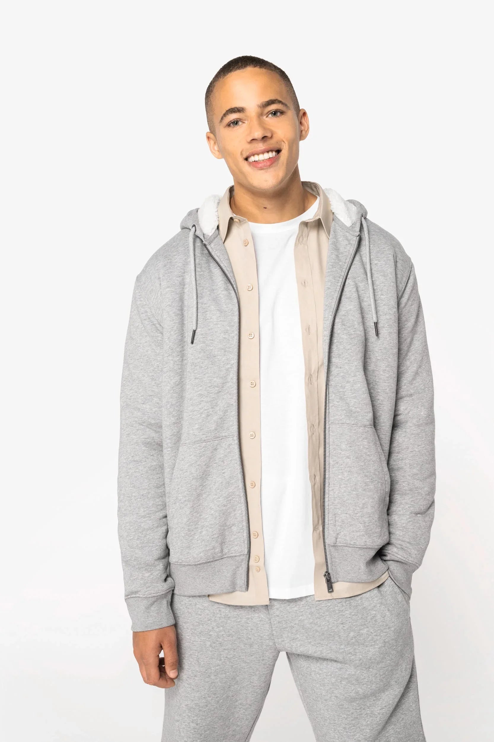 NS460 - Sweat-shirt écoresponsable zippé doublé en sherpa unisexe - Occifloc