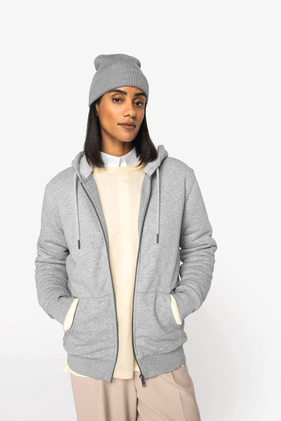 NS460 - Sweat-shirt écoresponsable zippé doublé en sherpa unisexe - Occifloc