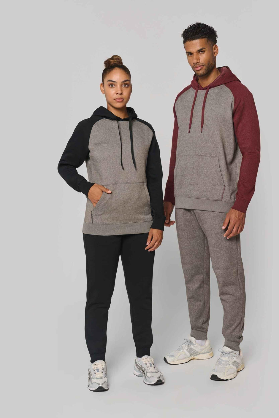 PA369 - Sweat-shirt à capuche bicolore unisexe - Occifloc