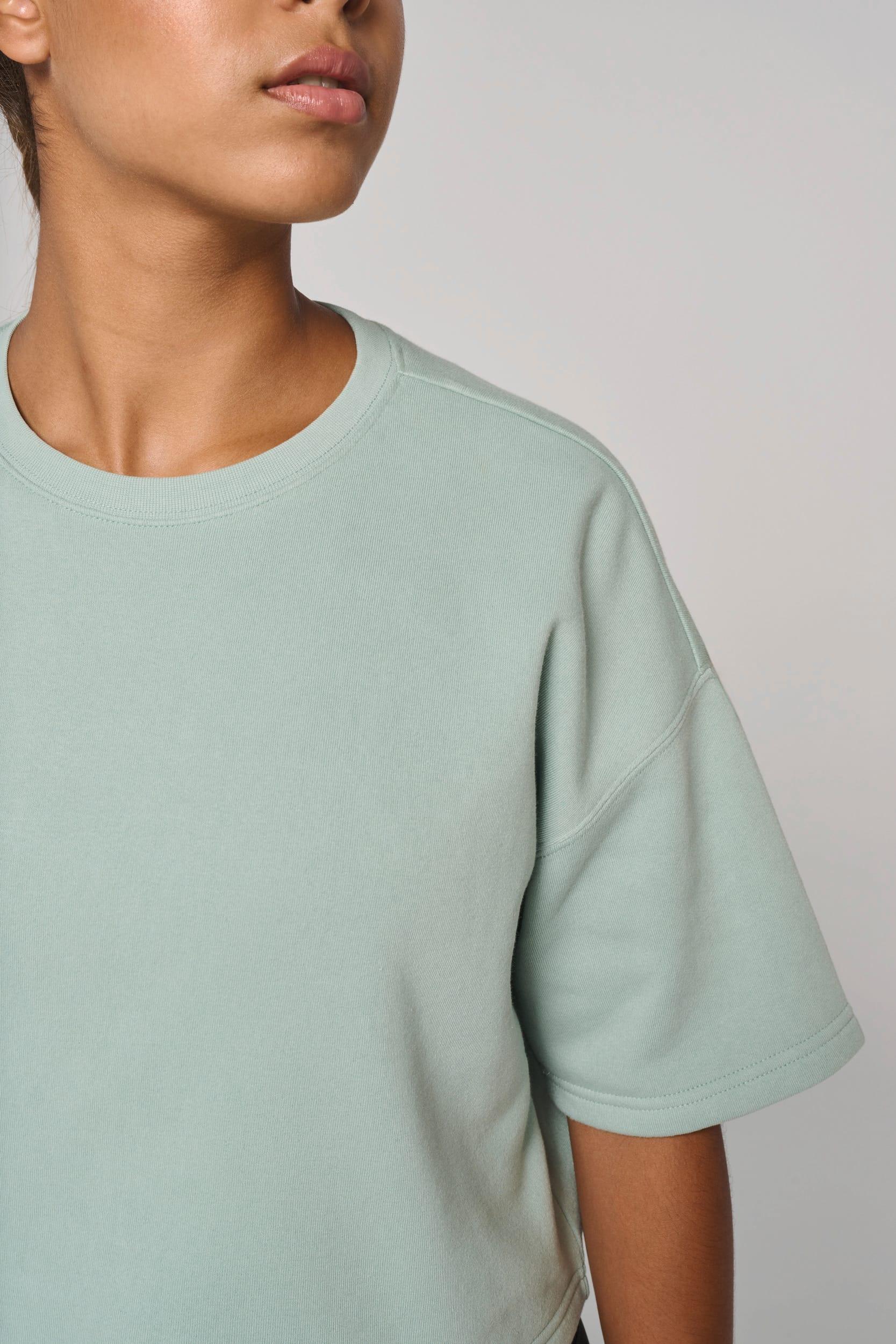 PA394 - Sweat-shirt crop à manches courtes col rond femme - Occifloc