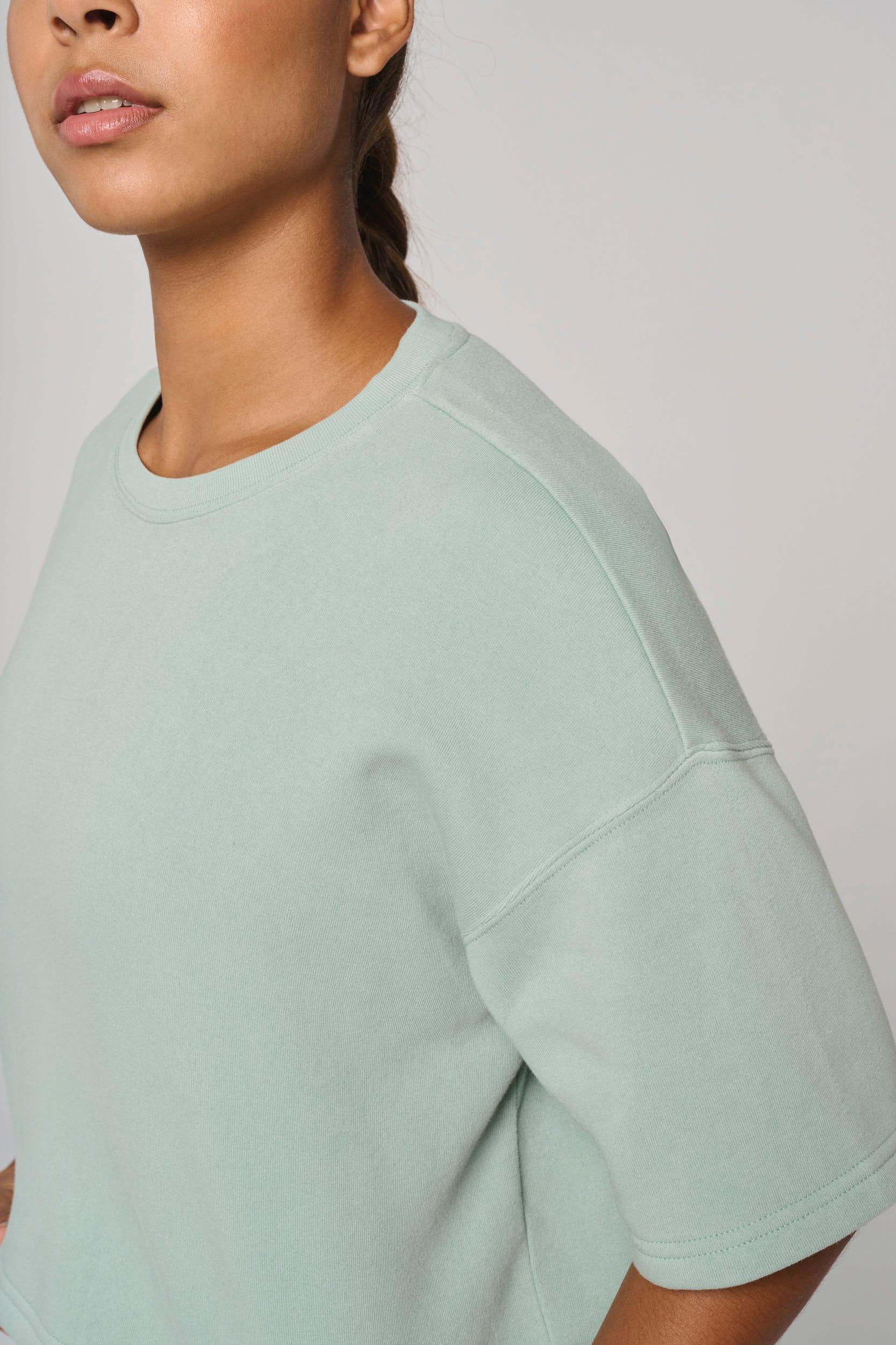 PA394 - Sweat-shirt crop à manches courtes col rond femme - Occifloc