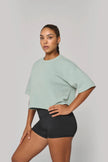 PA394 - Sweat-shirt crop à manches courtes col rond femme - Occifloc