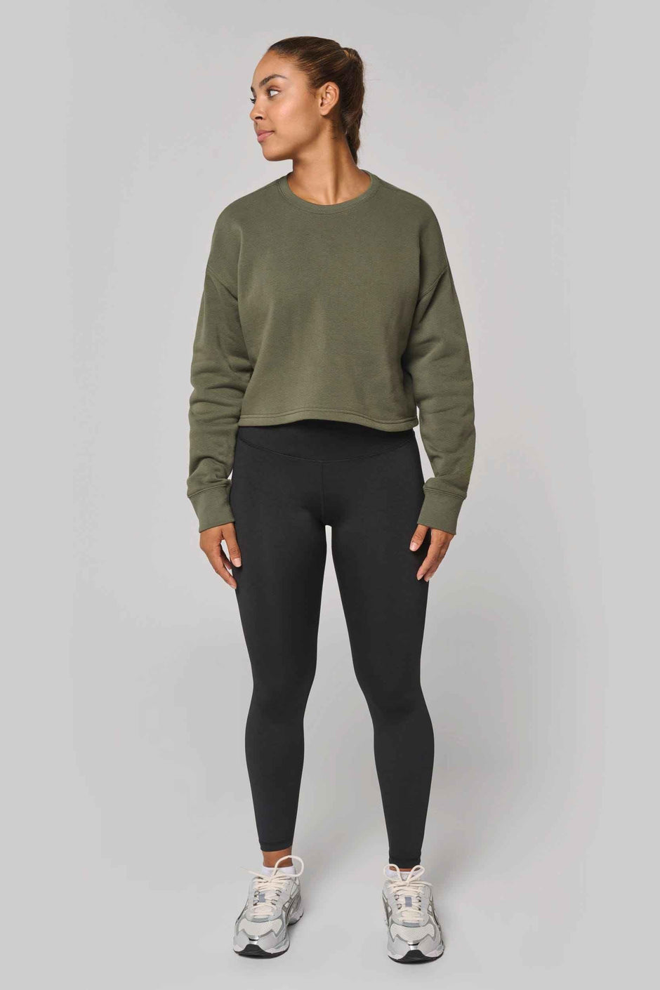 PA395 - Sweat-shirt crop col rond femme - Occifloc