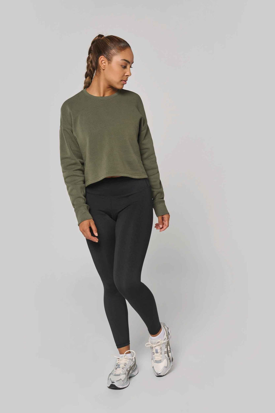 PA395 - Sweat-shirt crop col rond femme - Occifloc