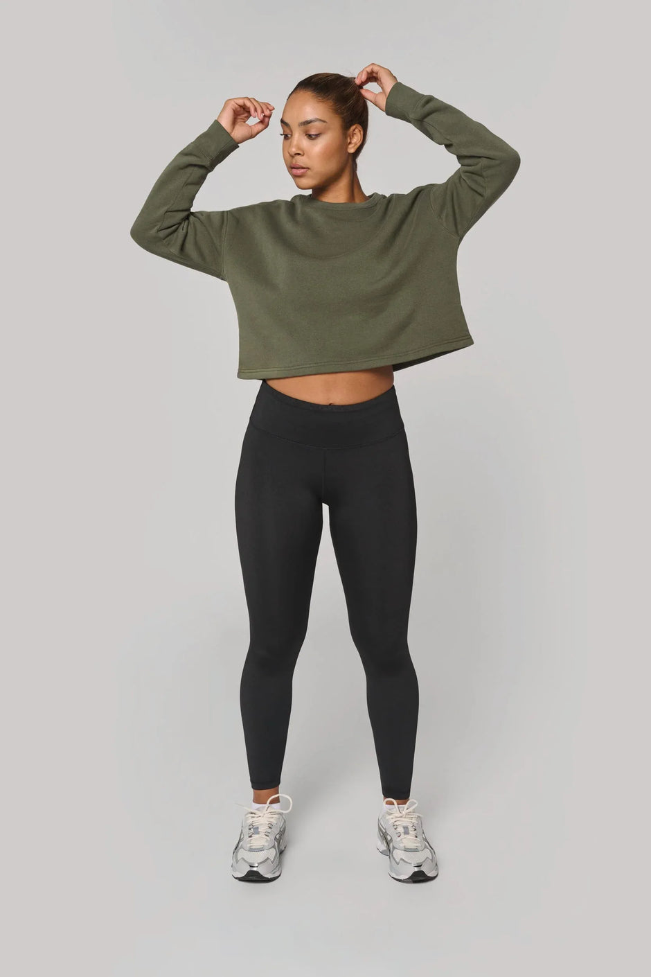 PA395 - Sweat-shirt crop col rond femme - Occifloc