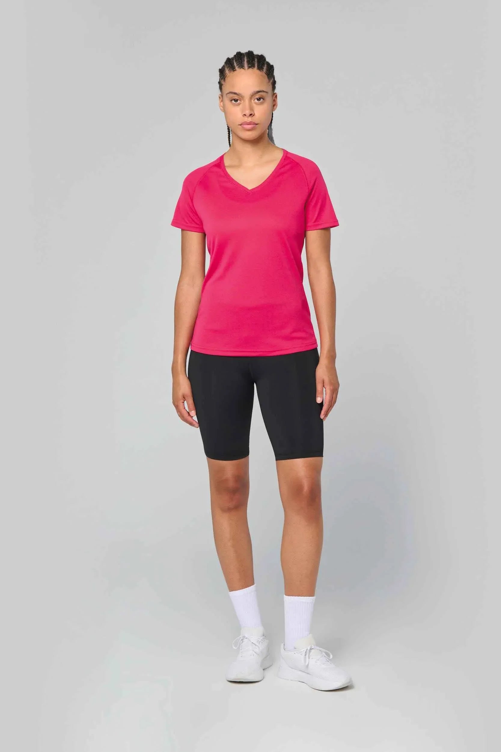 PA477 - T-shirt de sport manches courtes col v femme - Occifloc