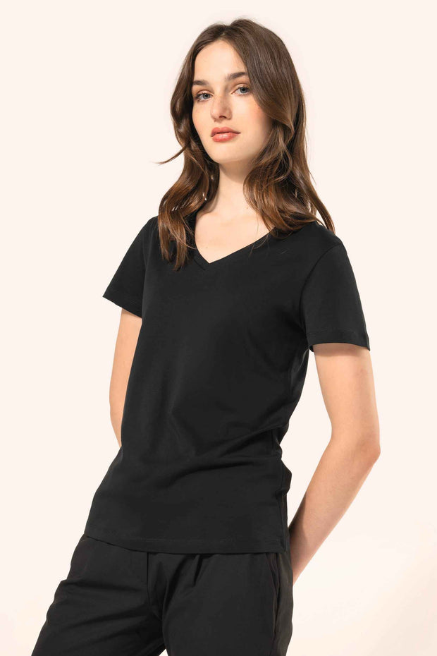 PK305 - T-shirt Supima® col V manches courtes femme