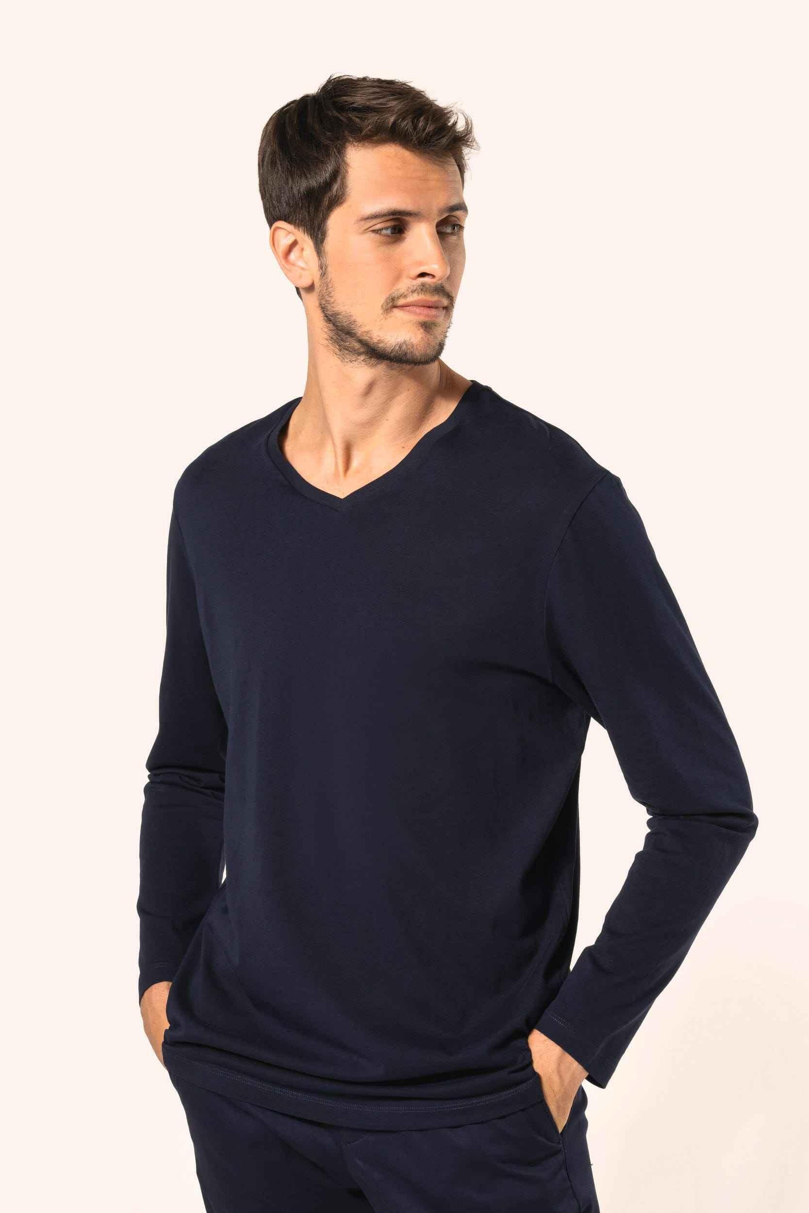 PK306 - T-shirt Supima® col V manches longues homme - Occifloc