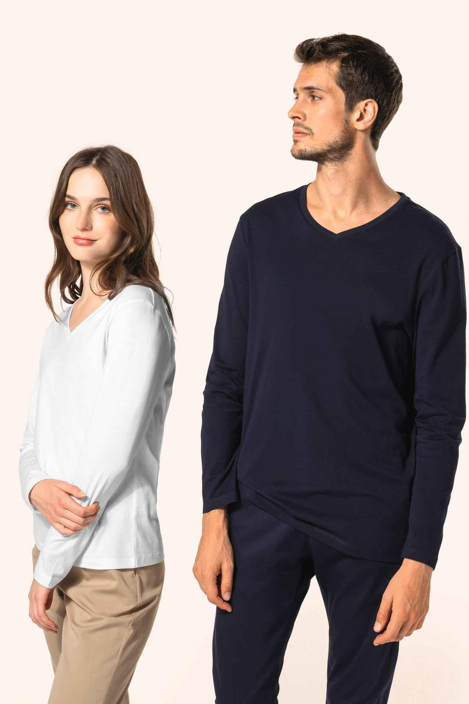 PK306 - T-shirt Supima® col V manches longues homme - Occifloc