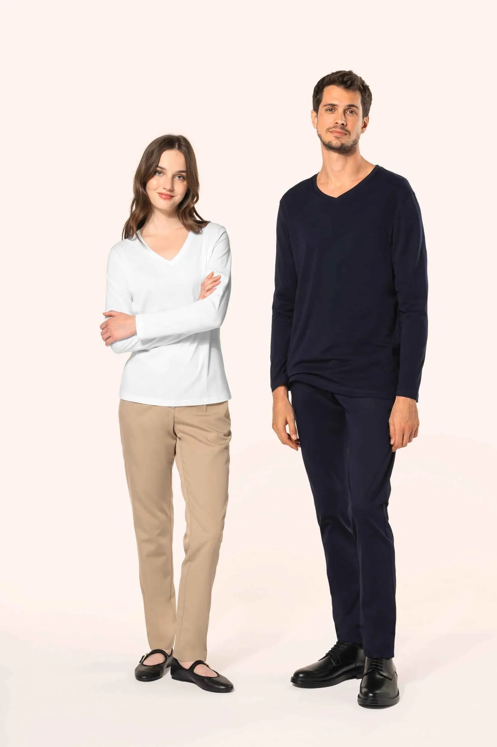 PK307 - T-shirt Supima® col V manches longues femme - Occifloc