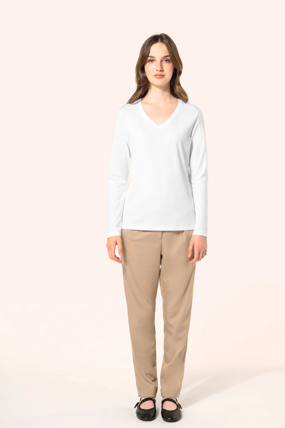 PK307 - T-shirt Supima® col V manches longues femme - Occifloc
