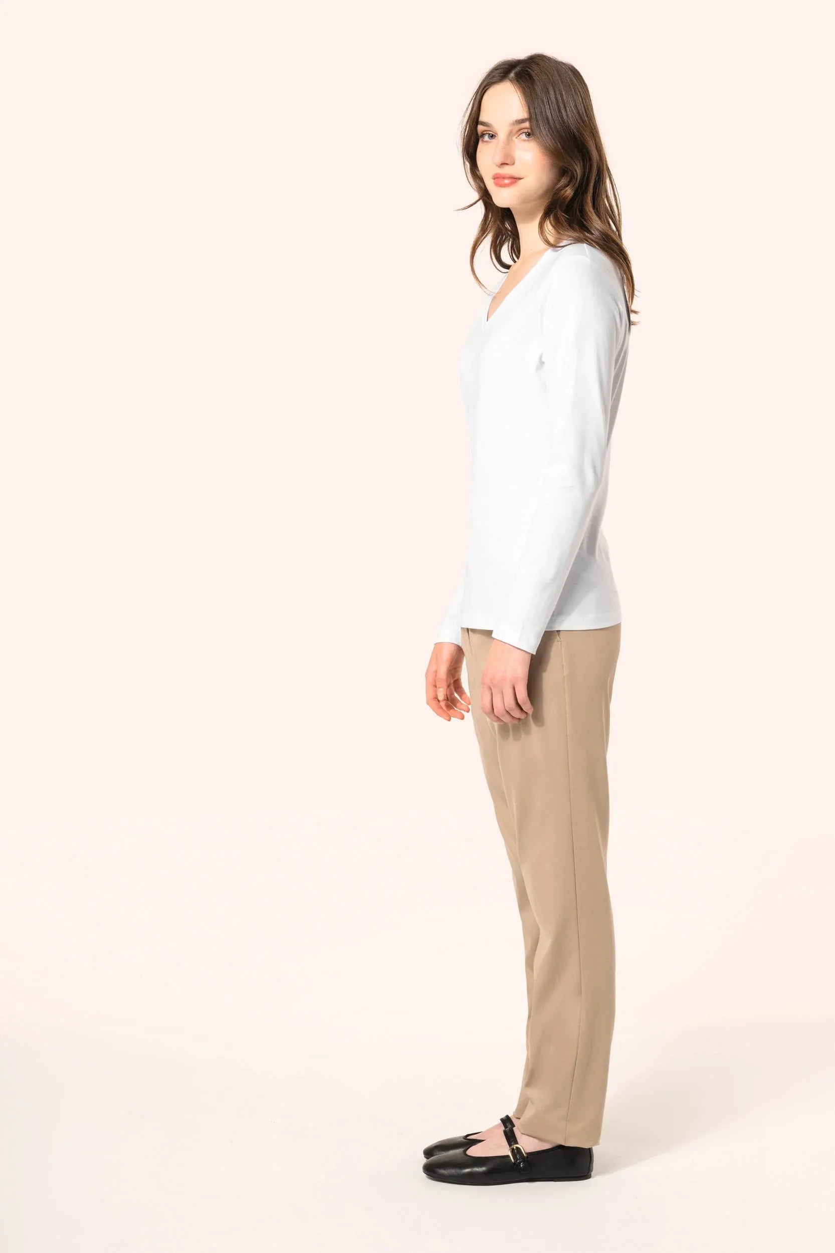 PK307 - T-shirt Supima® col V manches longues femme - Occifloc