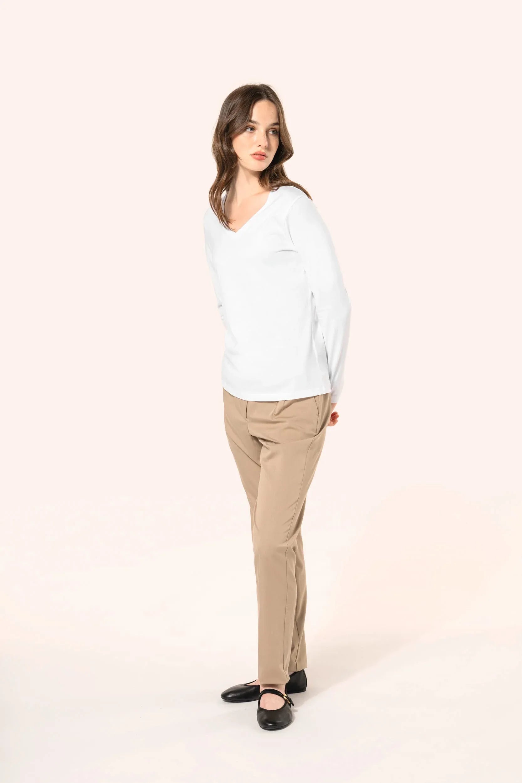 PK307 - T-shirt Supima® col V manches longues femme - Occifloc