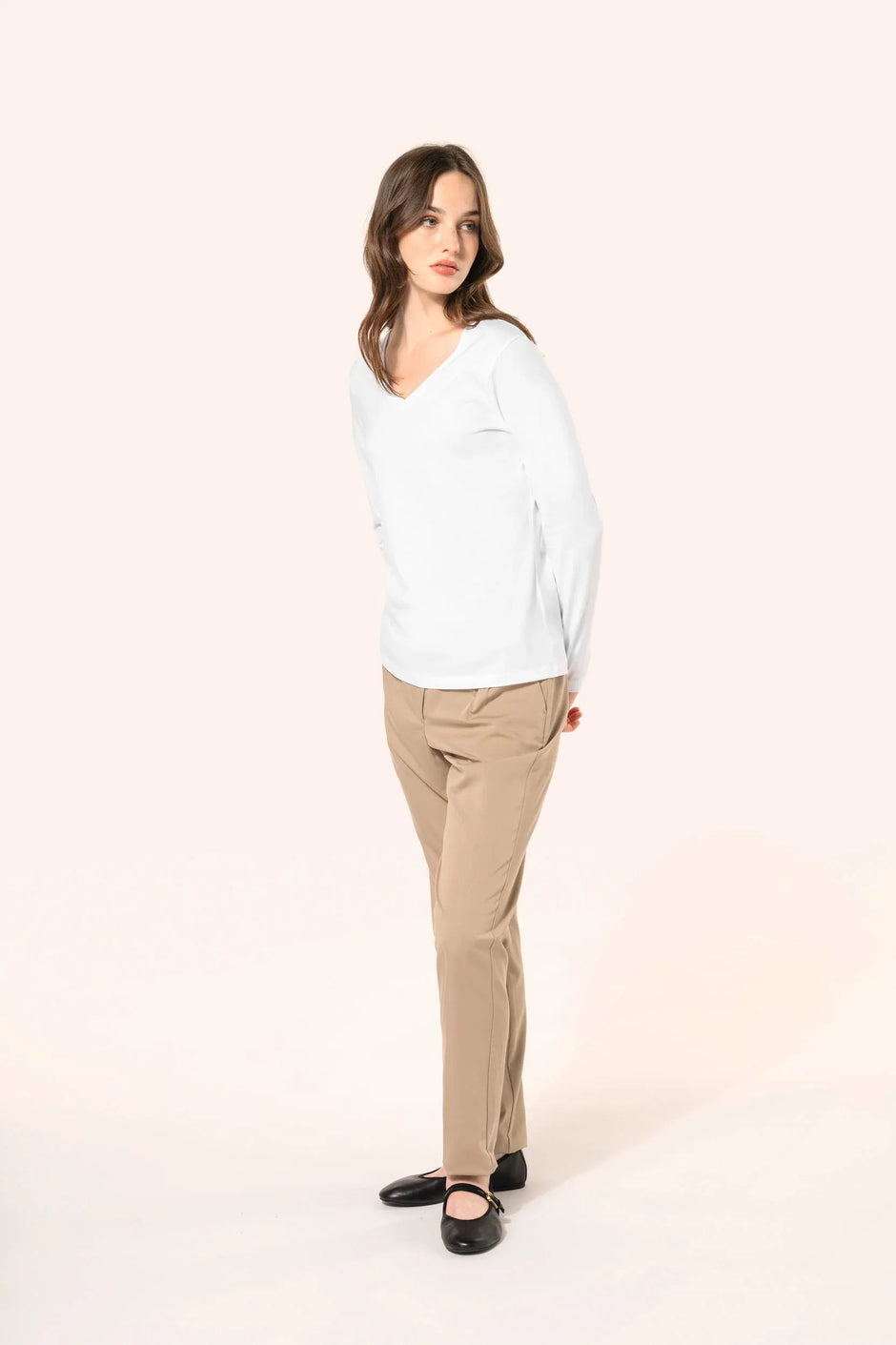 PK307 - T-shirt Supima® col V manches longues femme - Occifloc
