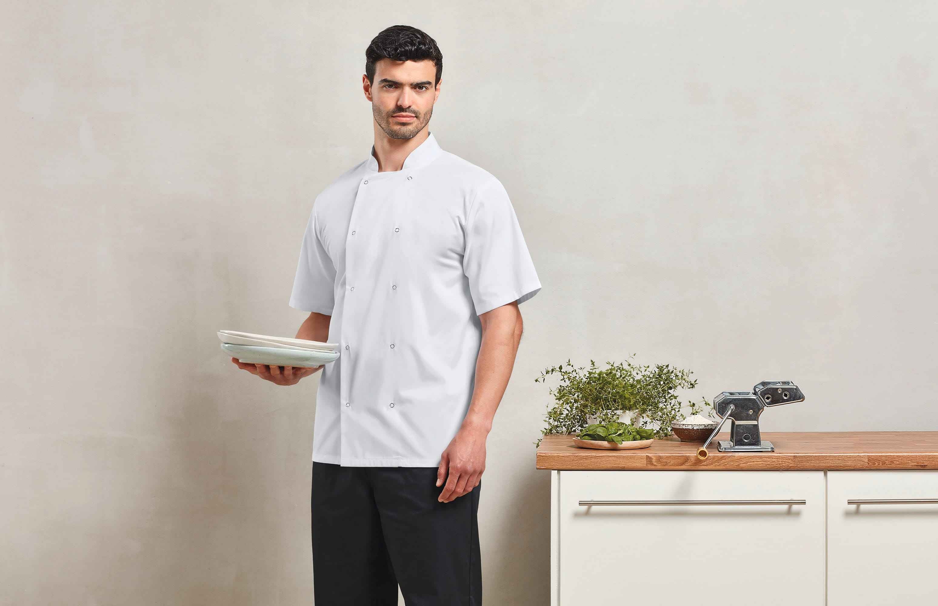 PR664 - Veste de cuisine manches courtes à boutons pression