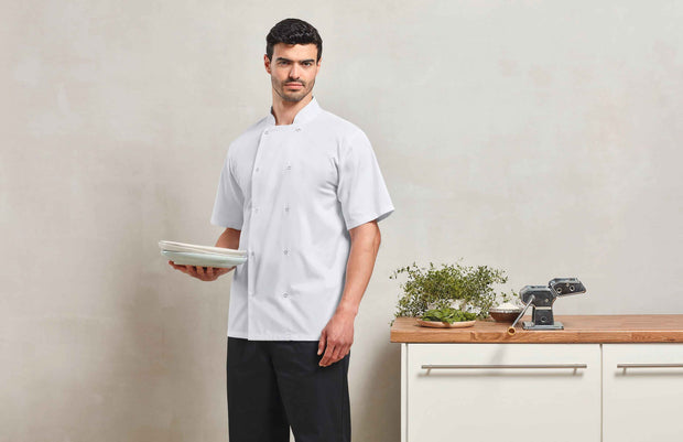 PR664 - Veste de cuisine manches courtes à boutons pression