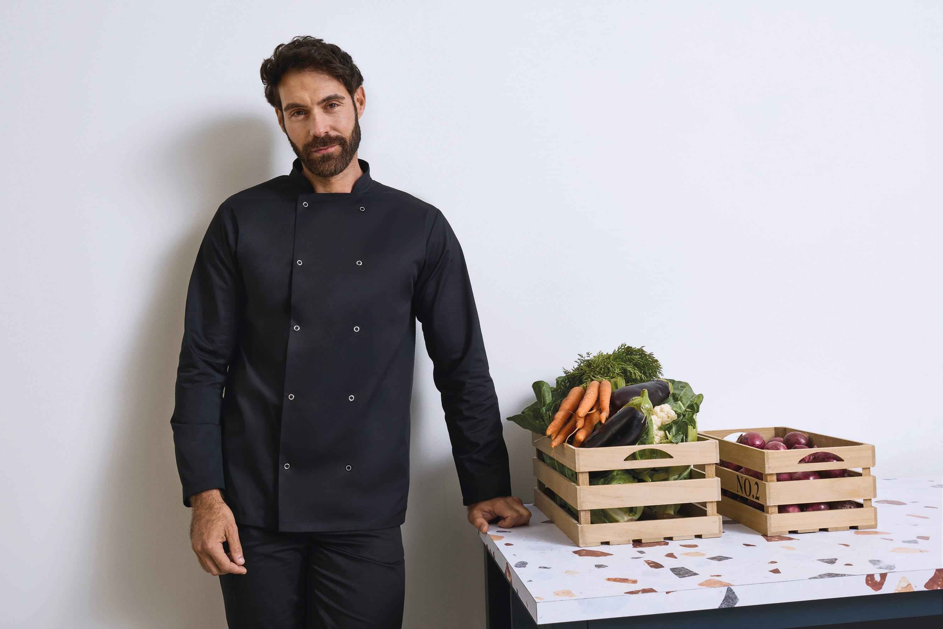 PR665 - Veste de cuisine manches longues à boutons pression