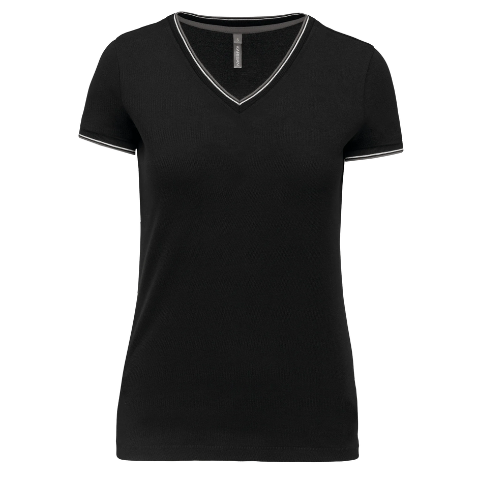 K394 - T-shirt maille piquée col V femme - Occifloc