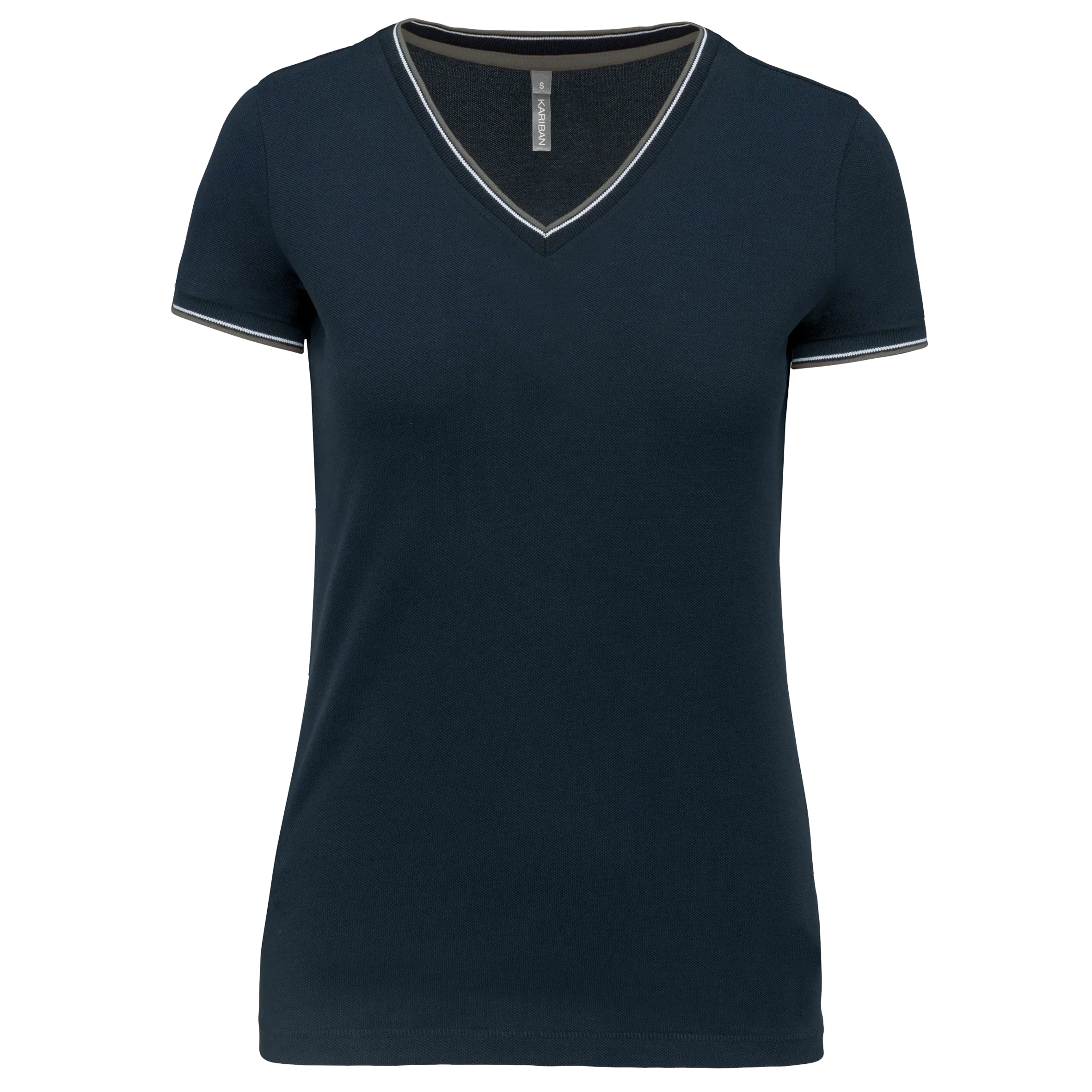 K394 - T-shirt maille piquée col V femme - Occifloc
