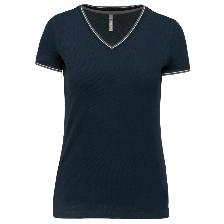 K394 - T-shirt maille piquée col V femme - Occifloc