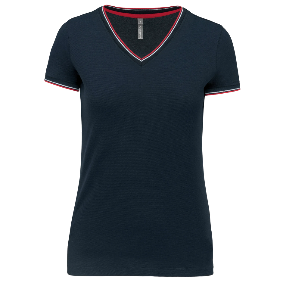 K394 - T-shirt maille piquée col V femme - Occifloc