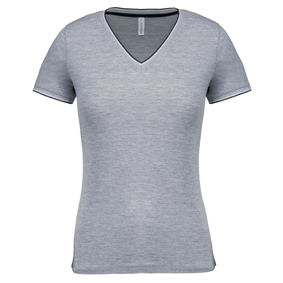 K394 - T-shirt maille piquée col V femme - Occifloc
