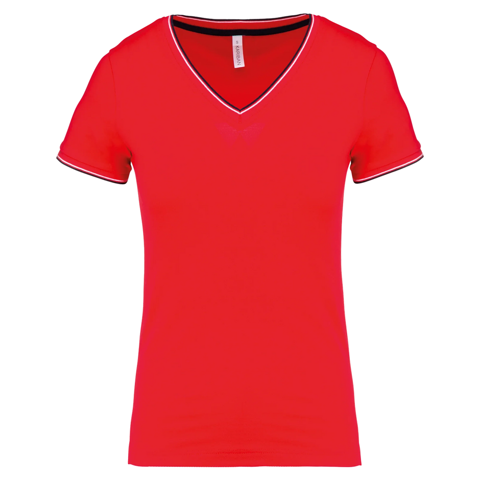 K394 - T-shirt maille piquée col V femme - Occifloc