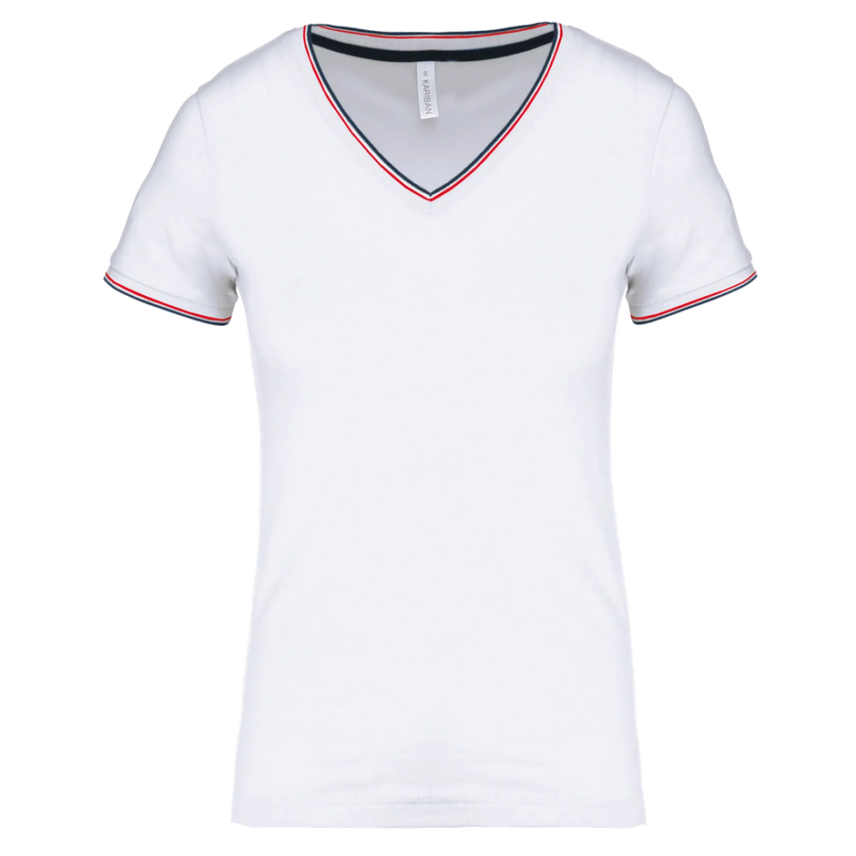 K394 - T-shirt maille piquée col V femme - Occifloc