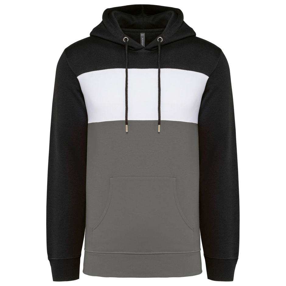 K4016 - Sweat-shirt tricolore à capuche unisexe - Occifloc