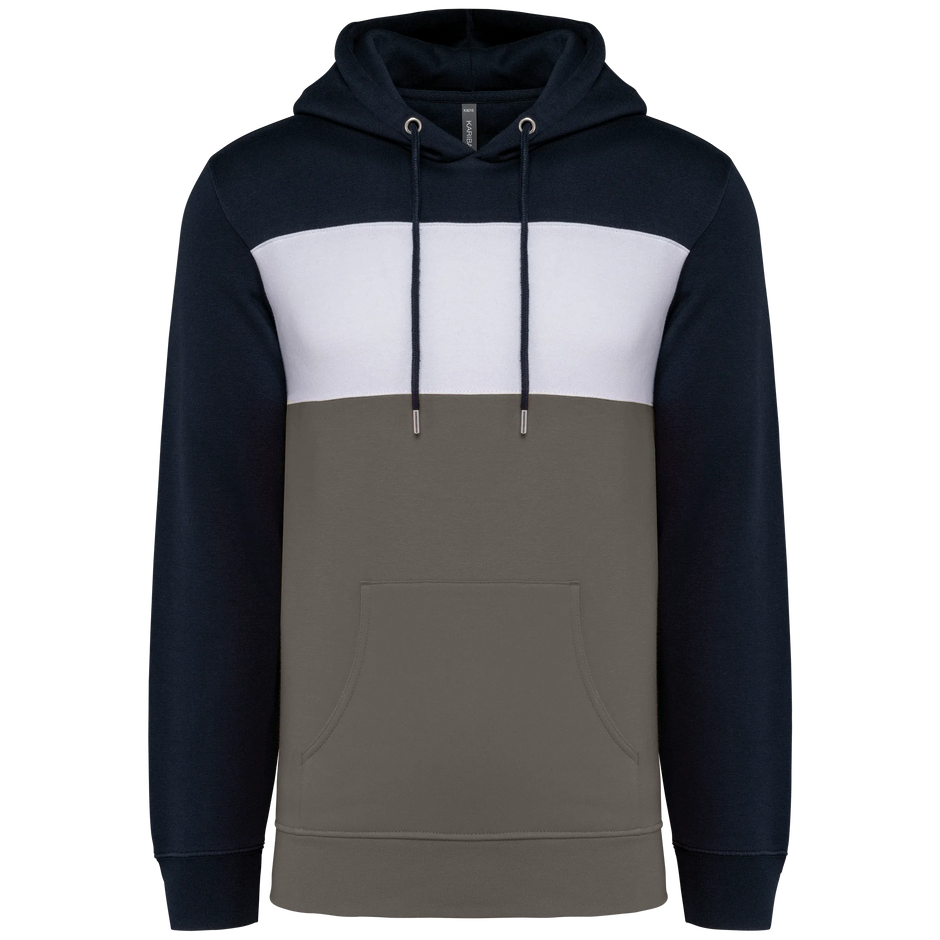 K4016 - Sweat-shirt tricolore à capuche unisexe - Occifloc