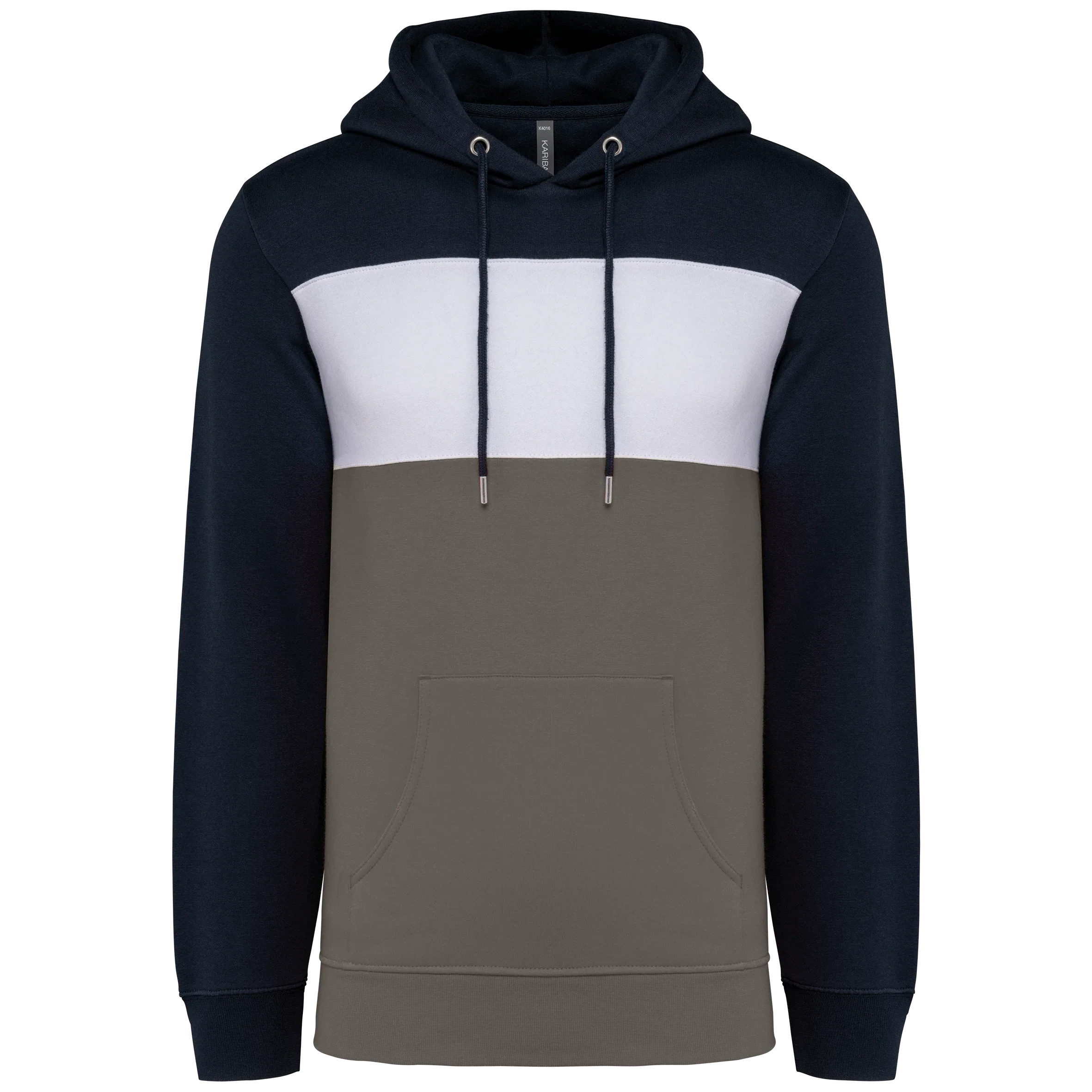 K4016 - Sweat-shirt tricolore à capuche unisexe - Occifloc