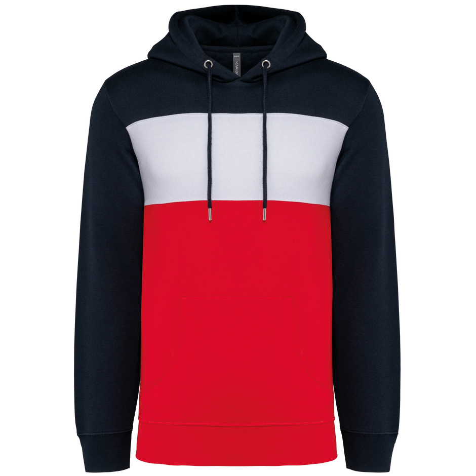 K4016 - Sweat-shirt tricolore à capuche unisexe - Occifloc