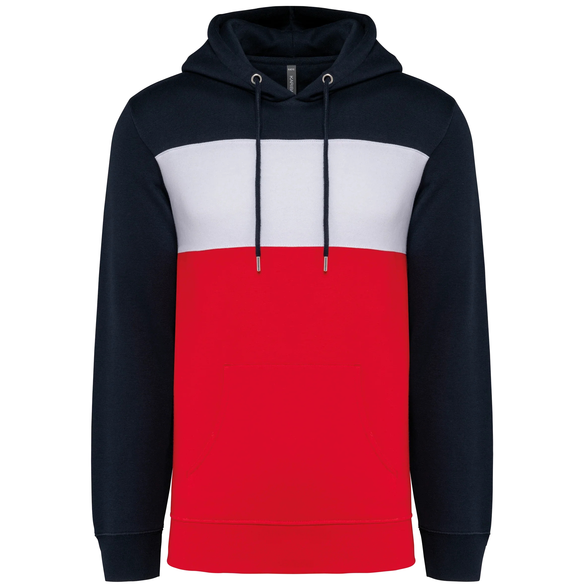 K4016 - Sweat-shirt tricolore à capuche unisexe - Occifloc