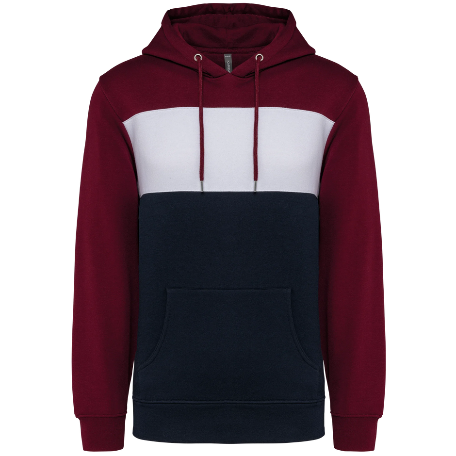 K4016 - Sweat-shirt tricolore à capuche unisexe - Occifloc