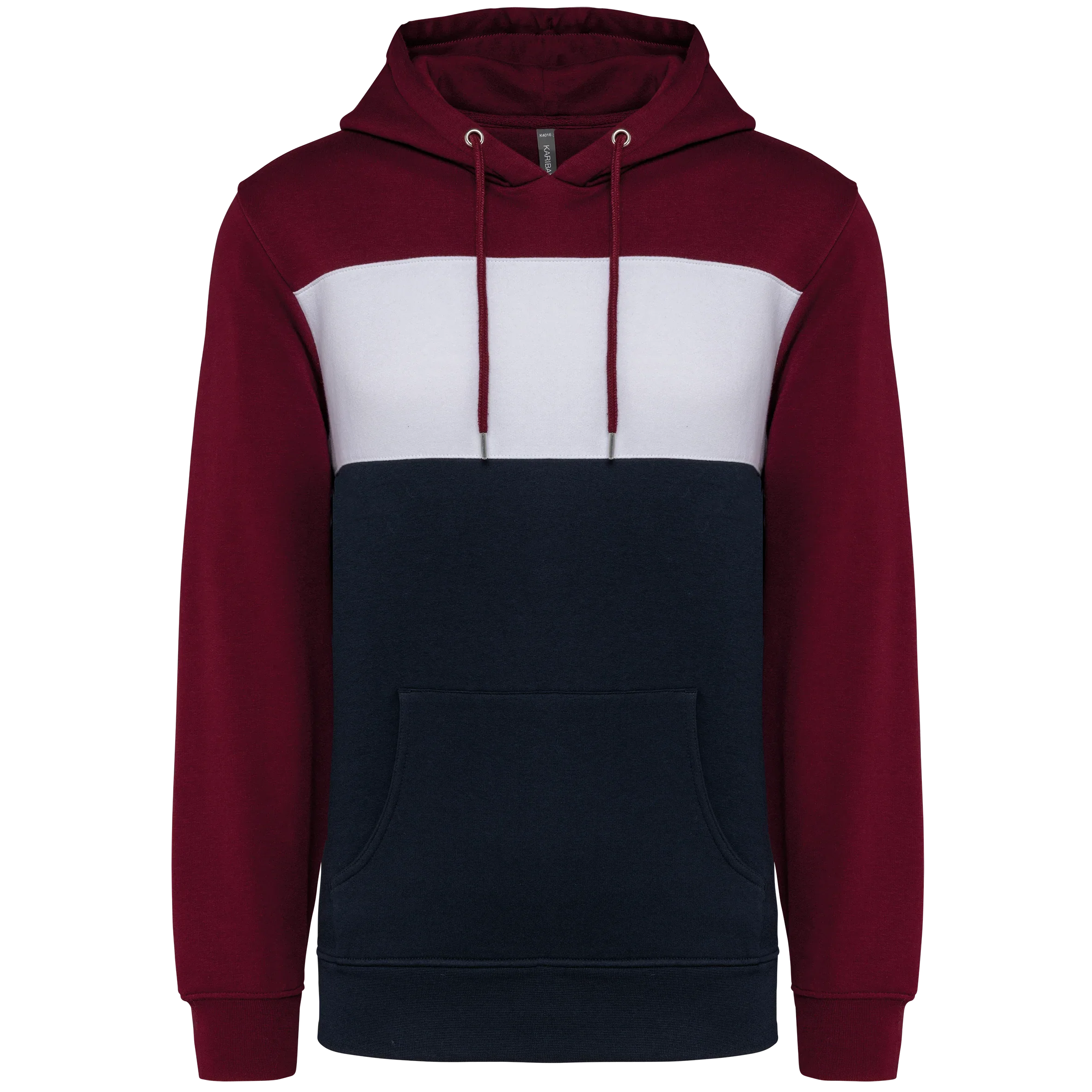 K4016 - Sweat-shirt tricolore à capuche unisexe - Occifloc