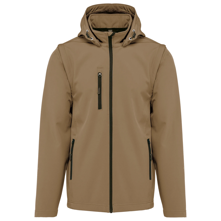 K422 - Veste Softshell 3 couches à capuche avec manches amovibles unisexe - Occifloc