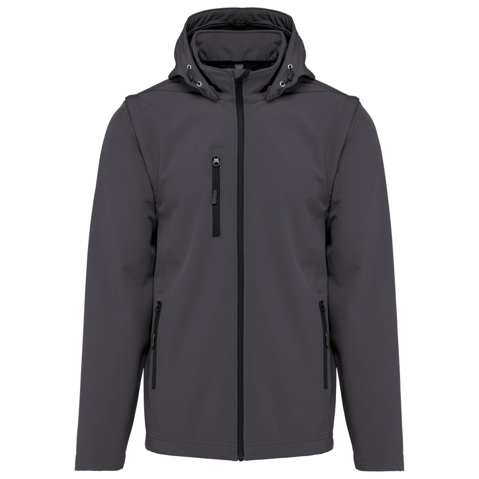 K422 - Veste Softshell 3 couches à capuche avec manches amovibles unisexe - Occifloc