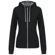 K467 - Sweat-shirt zippé capuche contrastée femme - Occifloc