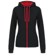 K467 - Sweat-shirt zippé capuche contrastée femme - Occifloc